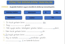 2.SINIF HAYAT BİLGİSİ YÖNETİM BİRİMLERİNİ TANIYALIM ETKİNLİĞİ