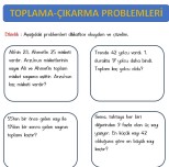 2.SINIF MATEMATİK TOPLAMA VE ÇIKARMA PROBLEMLERİ