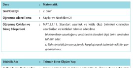 2.SINIF MATEMATİK UZUNLUK VE KÜTLE ÖLÇME BİÇİMLENDİRİCİ DEĞERLENDİRME