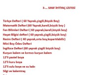 2026-2027 3.SINIFLAR İÇİN İHTİYAÇ LİSTESİ