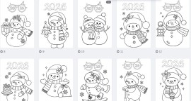 25 SAYFALIK Kardan Adam Boyama Çalışmaları