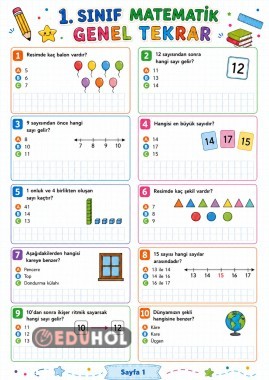 1. Sınıf matematik genel tekrar 100 soru