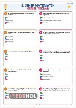 2. Sınıf matematik genel tekrar soruları 100 soru