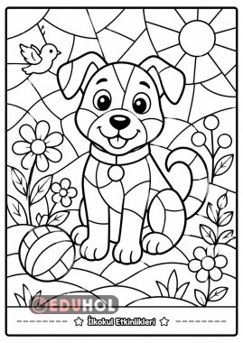 Sevimli köpek vitray boyama