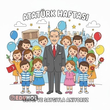 Atatürk ve Çocuklar - 10 Kasım Boyama-