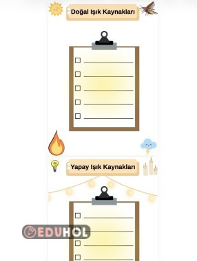3.Sınıf Fen Bilimleri Işık Kaynakları