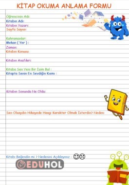 KİTAP OKUMA ANLAMA FORMU / ÖZET FORMU