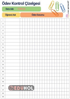 ÖDEV KONTROL TAKİP ÇİZELGESİ 2 - BOŞ LİSTE