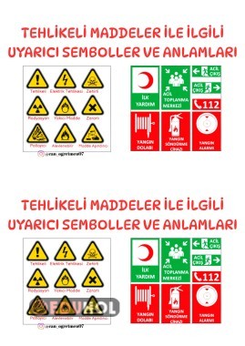 TEHLİKELİ MADDELER İLE İLGİLİ UYARICI SEMBOLLER VE ANLAMLARI