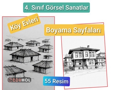4. Sınıf Görsel Sanatlar Köy Evleri Boyama Sayfaları 55Resim