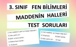 3. Sınıf - Fen Bilimleri - Maddenin Halleri TEST