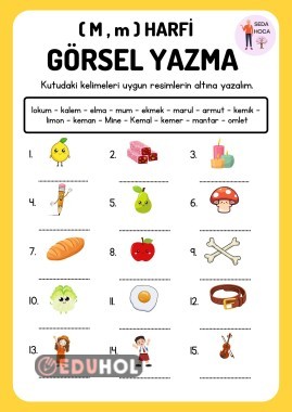 M harfi görsel yazma etkinliği