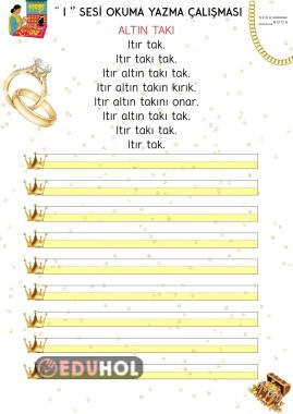 '' I '' SESİ OKUMA VE YAZMA ÇALIŞMASI