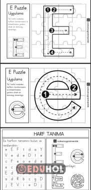 E Harfi Etkinlikleri(Puzzle,Labirent,Harf Yazılışları)