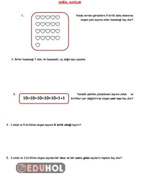 Doğal Sayılar onluk birlik konusu ile ilgili sorular