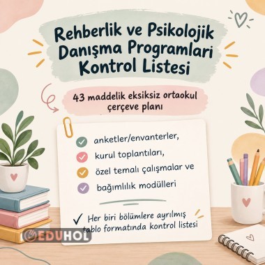 Ortaokul Rehberlik ve Psikolojik Danışma Programları Yıllık Plan Kontrol Listesi