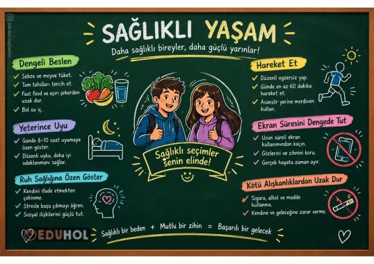 Sağlıklı Yaşam Kara Tahta Modüler Pano