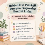Ortaokul Rehberlik ve Psikolojik Danışma Programları Yıllık Plan Kontrol Listesi