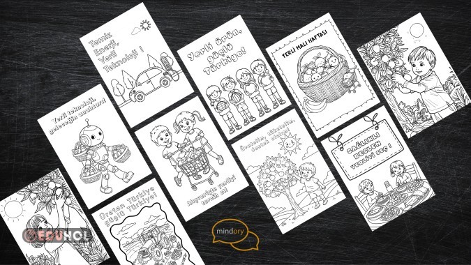 10 Sayfa Yerli Malı Haftası Pano için Boyama Çalışmaları