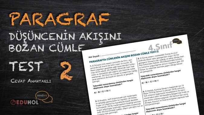 Paragraf; Düşüncenin Akışını Bozan Cümle Testi - 2