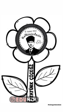 10 Kasım Atatürk Çiçeği Boyama Kağıdı