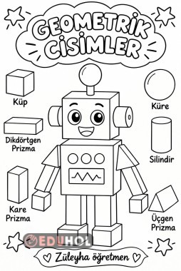 Geometrik cisimler boyama kağıdı