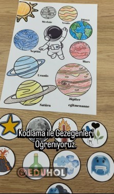 Gezegenler ve astronot maskesi