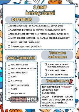 İHTİYAÇ LİSTESİ