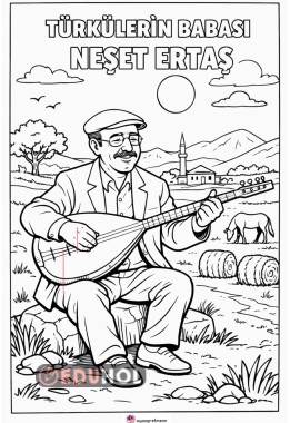 Türkçe ders kitabı metni Neşet Ertaş boyama sayfası