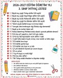 3.sınıf ihtiyaç listesi
