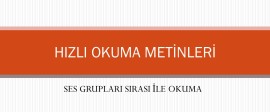 SES YÖNTEMİ HIZLI OKUMA