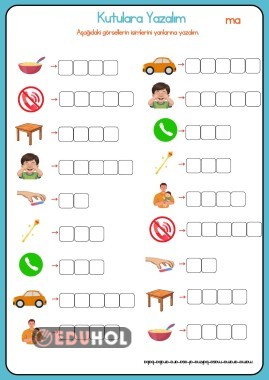 Basara Kelime Yazma Çalışması ma hecesi