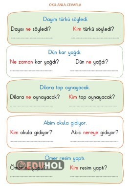 Cümle Okuma Anlama 1. Seviye Kolay