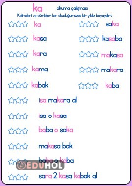 OKUMA ÇALIŞMASI BASARA ka Hecesi