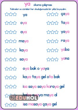 OKUMA ÇALIŞMASI BASARA ya Hecesi