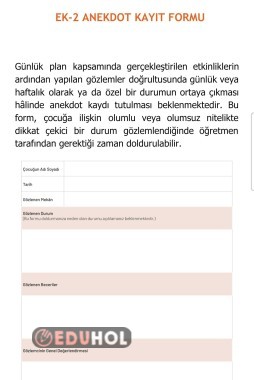 ANEKDOT KAYIT FORMU