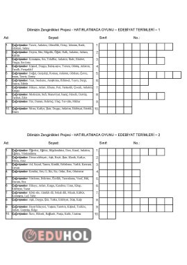 Dilimizin Zenginlikleri Projesi - HATIRLATMACA OYUNU – EDEBİYAT TERİMLERİ – 1