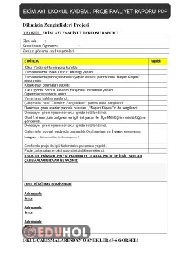 EKİM AYI İLKOKUL KADEMESI PROJE FAALIYET RAPORU