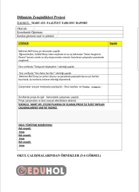 Mart ayı ilkokul kademesi faaliyet raporu