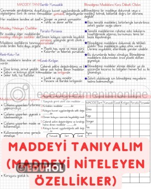3. Sınıf Fen Bilimleri Maddeyi Tanıyalım (Maddeyi Niteleyen Özellikler)
