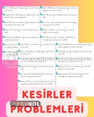 4. Sınıf Matematik Kesirler Problemleri