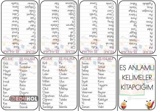 Eş Anlamlı Kelimeler Kitapçığı
