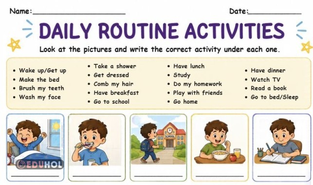 Grade 5 Revision - Daily Routine Activities Worksheet