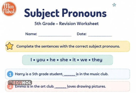 Subject Pronouns Worksheet