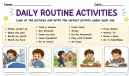 Grade 5 Revision - Daily Routine Activities Worksheet