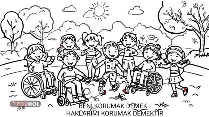 20 Kasım Dünya Çocuk Hakları Günü Boyama Sayfası