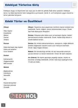 Edebi Türler ve Özellikleri Konu Anlatımı