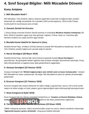 Milli Mücadele Konu Anlatımı ve 20 soruluk test
