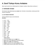 4.Sınıf Türkçe  Tüm Konular Genel Özet