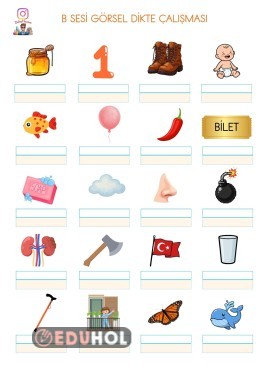 B HARFİ GÖRSEL DİKTE 20 KELİME
